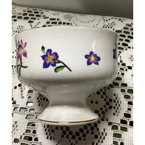 Royal Victoria Violets Fine Bone China England Footed Dessert Sherbert Bowl Cup - Picture 9 of 11